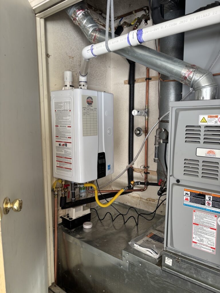 Indoor Navien tankless water heater installation
