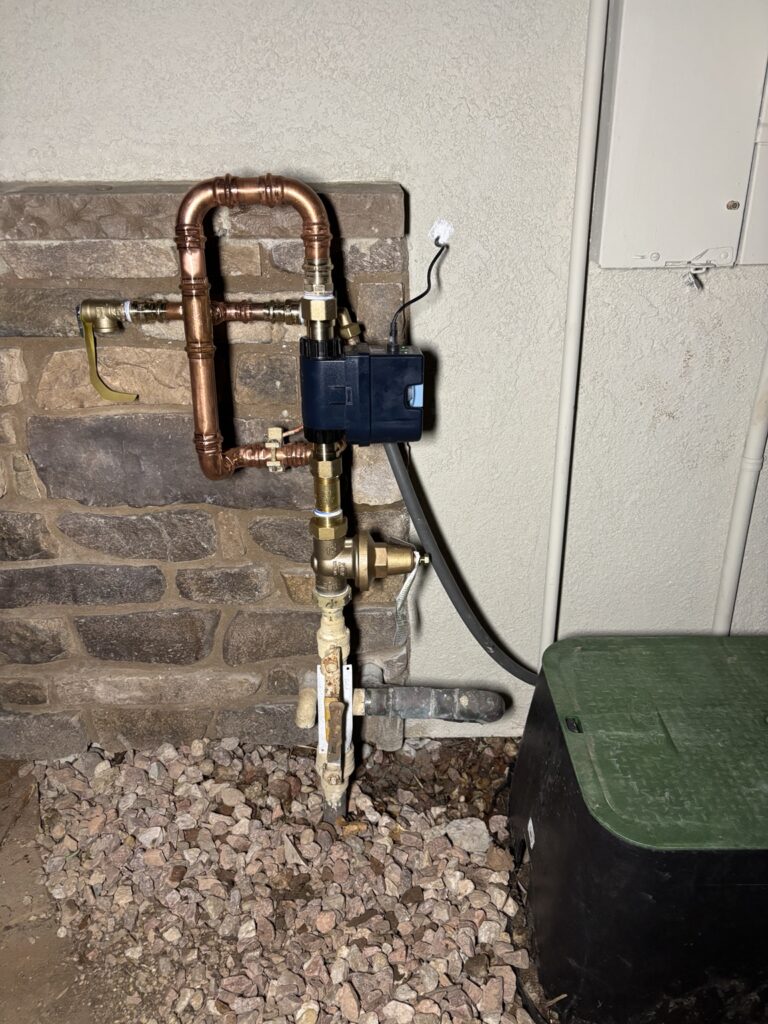 Automatic whole-home water shutoff valve installation