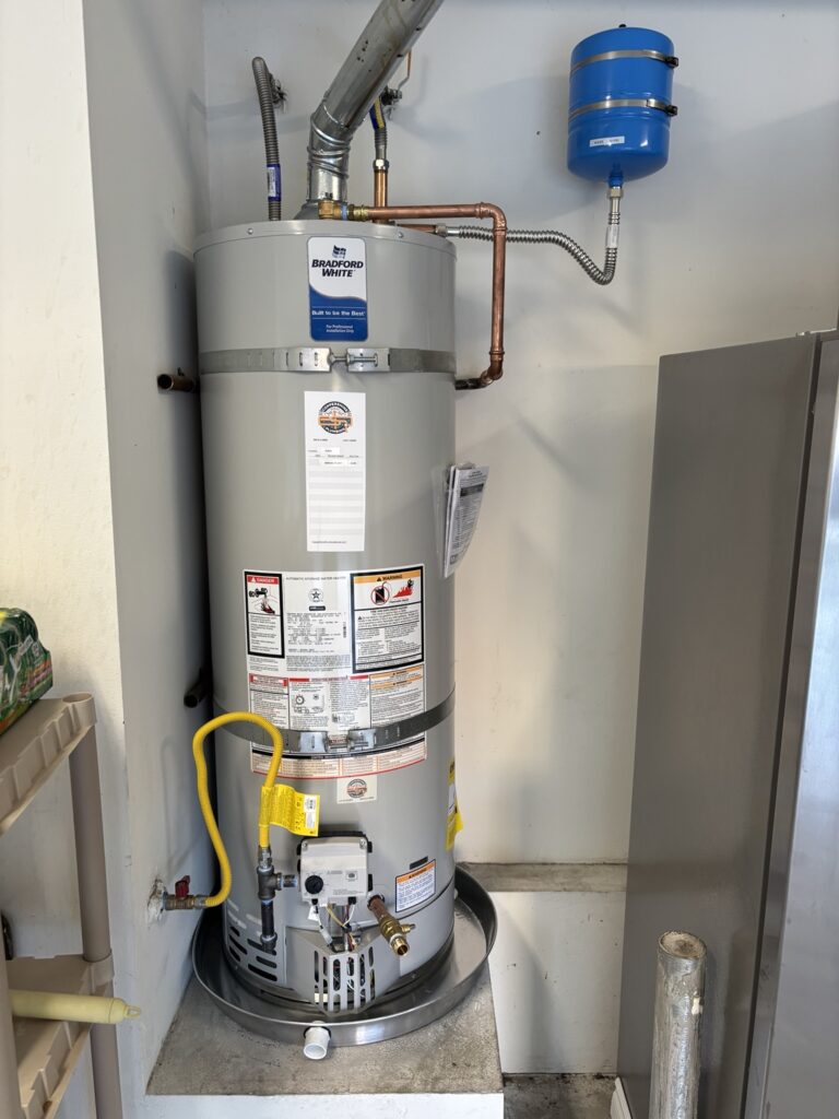 Completed tank water heater installation by Copper Shine Plumbing