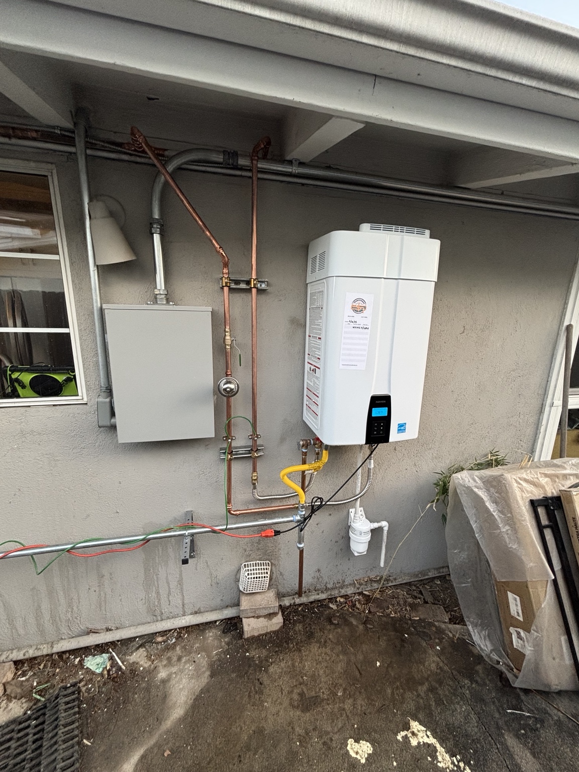 Navien NPE-240A2 tankless water heater installed by Copper Shine Plumbing